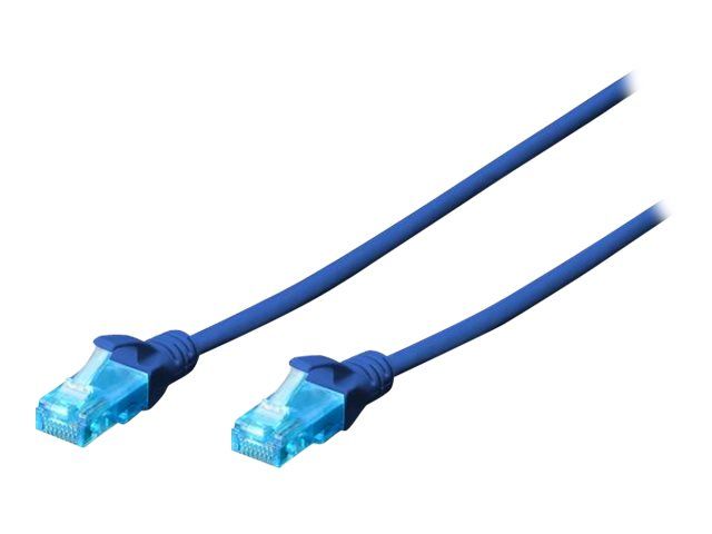 Digitus Professional RJ-45 to RJ-45 Cable - 25cm - UTP CAT 5e - Straight, No Hook - Blue