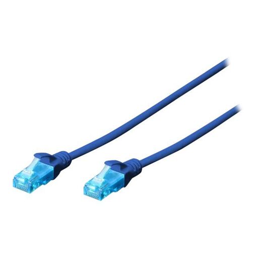 Digitus Professional RJ-45 to RJ-45 Cable - 25cm - UTP CAT 5e - Straight, No Hook - Blue