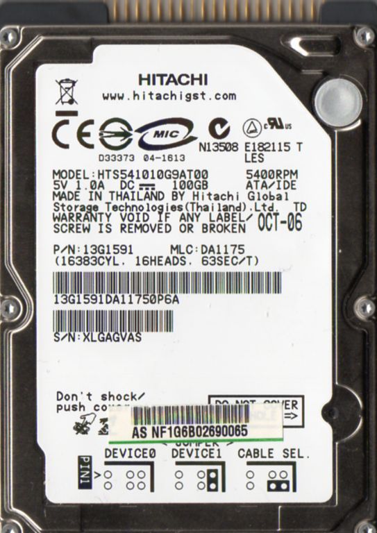 Western Digital Travelstar 5K100 - 100GB Internal Hard Drive