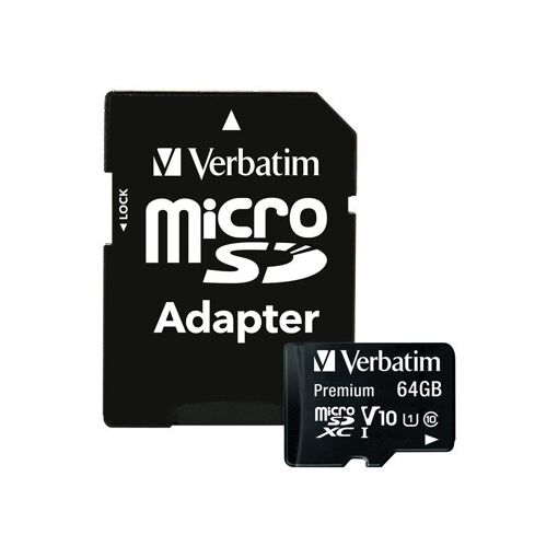 Verbatim Premium MicroSDXC Card - 64GB, Class 10 (with SD Adapter)