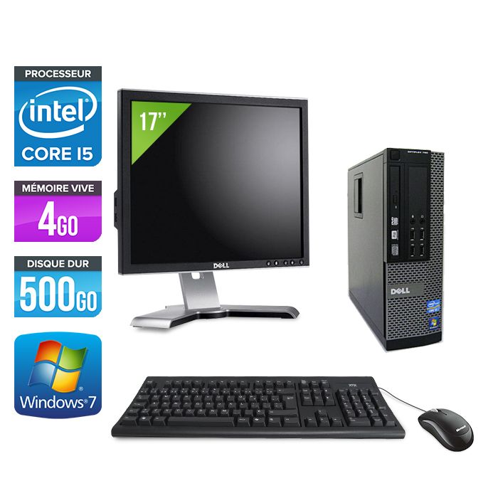 Dell Optiplex 790 SFF Desktop Computer + 17'' Screen - Intel Core i5-2400 / 3.10 GHz - 4GB RAM - 500GB HDD - DVD - Gigabit Ethernet - Windows 7 Professional