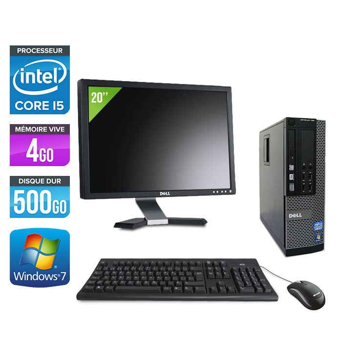 Dell Optiplex 790 SFF Desktop + 20" Monitor - Intel Core i5-2400 / 3.10 GHz - 4GB RAM - 500GB HDD - DVD - Gigabit Ethernet - Windows 7 Professional