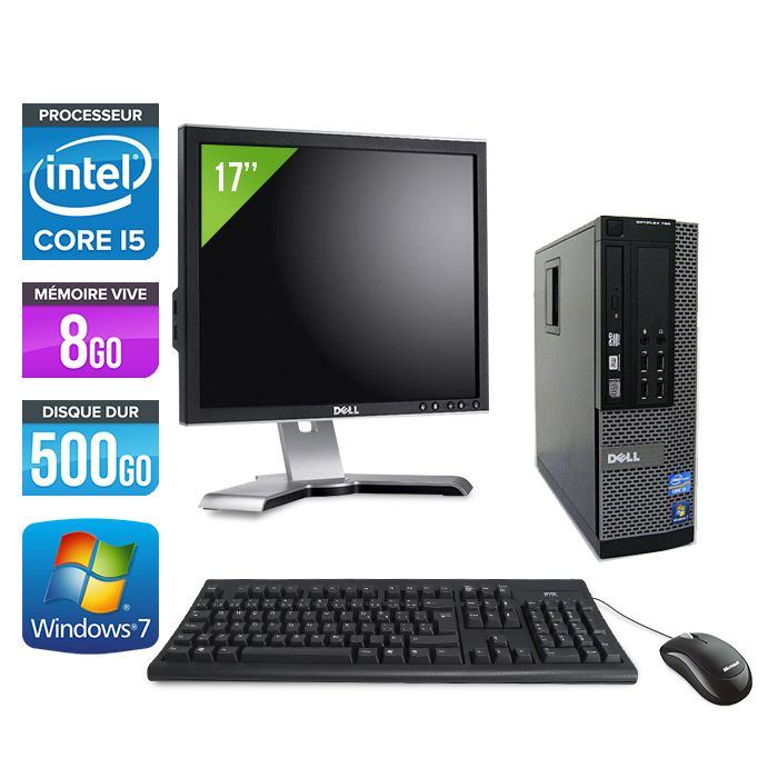 Dell Optiplex 790 SFF Desktop PC + 17" Screen - Intel Core i5-2400 / 3.10 GHz - 8GB RAM - 500GB HDD - DVD - Gigabit Ethernet - Windows 7 Pro