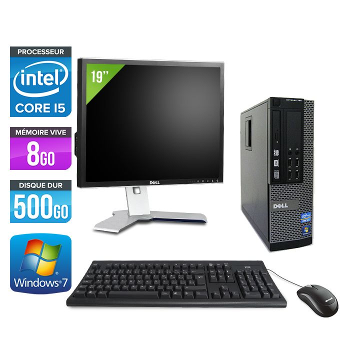 Dell Optiplex 790 SFF Desktop Computer + 19'' Monitor - Intel Core i5-2400 / 3.10 GHz - 8GB RAM - 500GB HDD - DVD Drive - Gigabit Ethernet - Windows 7 Pro