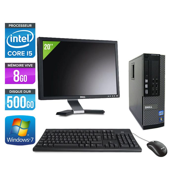Dell Optiplex 790 SFF + 20" Monitor - Intel Core i5-2400 / 3.10 GHz - 8GB RAM - 500GB HDD - DVD - Gigabit Ethernet - Windows 7 Pro