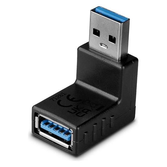 Adaptador USB de ángulo recto Lindy - Tipo A Masculino a Femenino