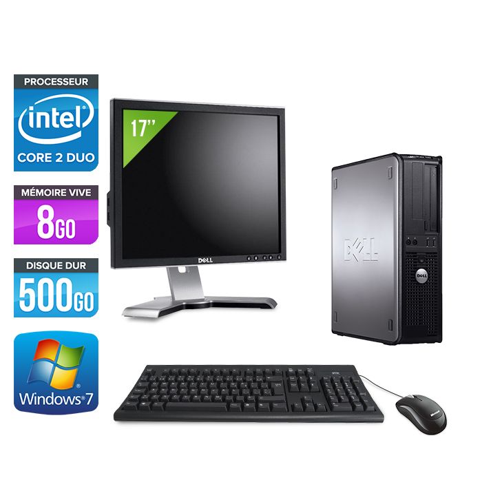 Dell Optiplex 780 Desktop PC with 17-inch Screen - Intel Core 2 Duo E7500 / 2.93 GHz - 8GB RAM - 500GB HDD - DVD - Gigabit Ethernet - Windows 7 Professional