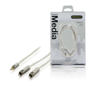 Cable de audio Profigold 1 m, 3,5 mm a 2x RCA - Blanco