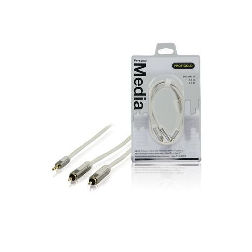 Profigold 1m Audio Cable 3.5mm to 2x RCA - White