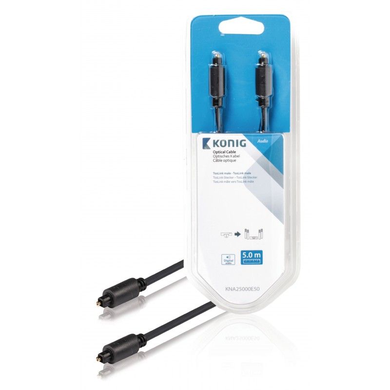 König Digital Audio Cable - 5m Optical Fiber - Grey/Charcoal