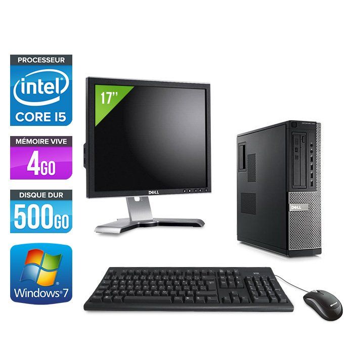 Dell Optiplex 790 Desktop PC + 17'' Monitor - Intel Core i5-2400 / 3.10 GHz - 4GB RAM - 500GB HDD - DVD - Gigabit Ethernet - Windows 7 Pro
