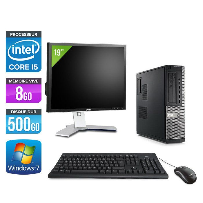 Dell Optiplex 790 Desktop PC + 19'' Monitor - Intel Core i5-2400 / 3.10 GHz - 8GB RAM - 500GB HDD - DVD - Gigabit Ethernet - Windows 7 Pro