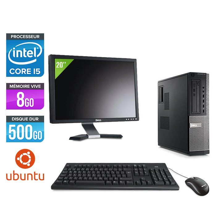 Dell Optiplex 790 Desktop Computer + 20" Monitor - Intel Core i5-2400 / 3.10 GHz - 8GB RAM - 500GB HDD - DVD - Gigabit Ethernet - Ubuntu/Linux