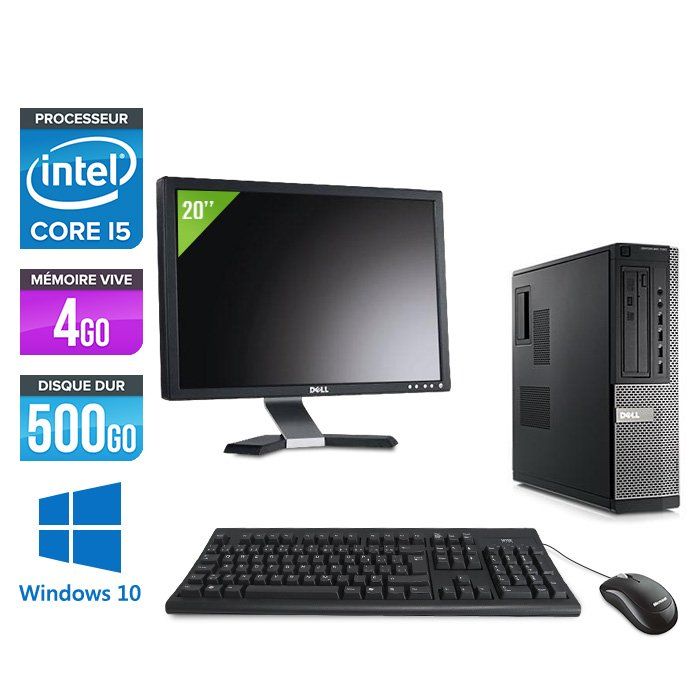 Dell Optiplex 790 Desktop Computer + 20" Monitor - Intel Core i5-2400 / 3.10 GHz - 4GB RAM - 500GB HDD - DVD - Gigabit Ethernet - Windows 10 Professional