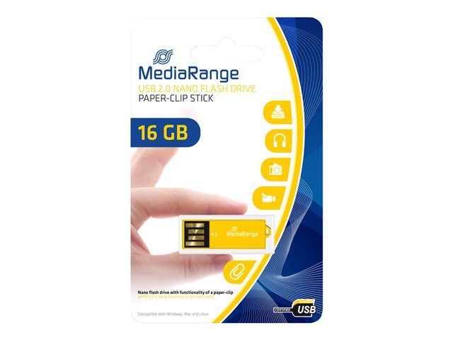 MediaRange 2.0 USB Flash Drive Nano 16GB Yellow
