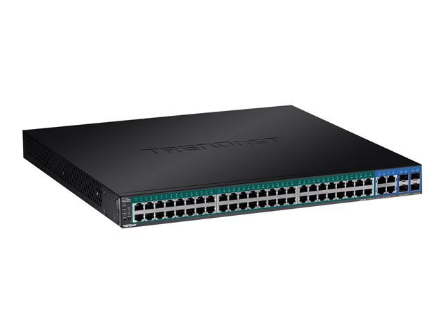 Trendnet TPE 5240WS - Smart Switch - 48x10/100/1000 PoE+ (4x Combined SFP Gigabit) - Desktop, Rack-Mountable - 370W PoE+ - 100-240V AC - TAA Compliance