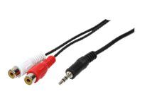 Cable de audio 2direct - 2 x RCA hembra a 3,5 mm macho - 20 cm - Negro