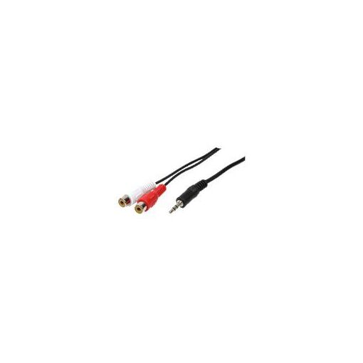 2direct Audio Cable - 3.5mm Male to 2 x RCA Female - 20cm - Black