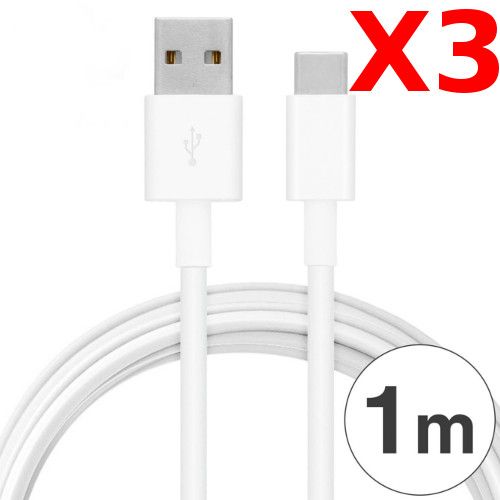Chargeur Little Boutik X3 USB-C pour Samsung Galaxy Note 8 / S8 / S8 Plus / A32017 / A52017, Emballage Blanc avec Câble Type C/USB C de 100 cm
