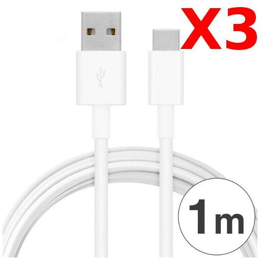 Cargador Little Boutik X3 USB-C para Samsung Galaxy Note 8 / S8 / S8 Plus / A32017 / A52017, Paquete Blanco con Cable Tipo C/USB C de 100 cm