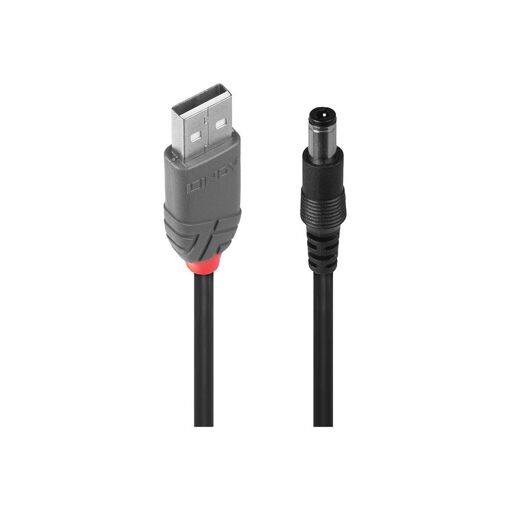 Cable de alimentación Lindy - USB a Jack DC - 5,5 x 2,5 mm Masculino - 1,5 m - Negro