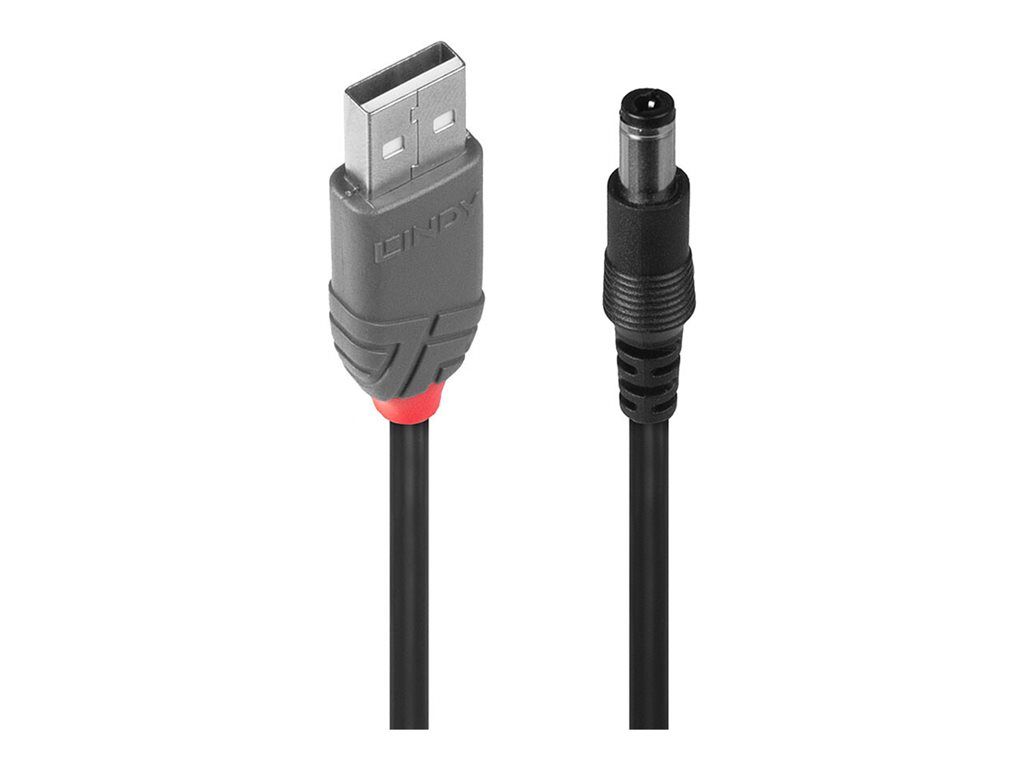 Lindy Power Cable - USB to DC Jack - 5.5x2.5mm Male - 1.5m - Black