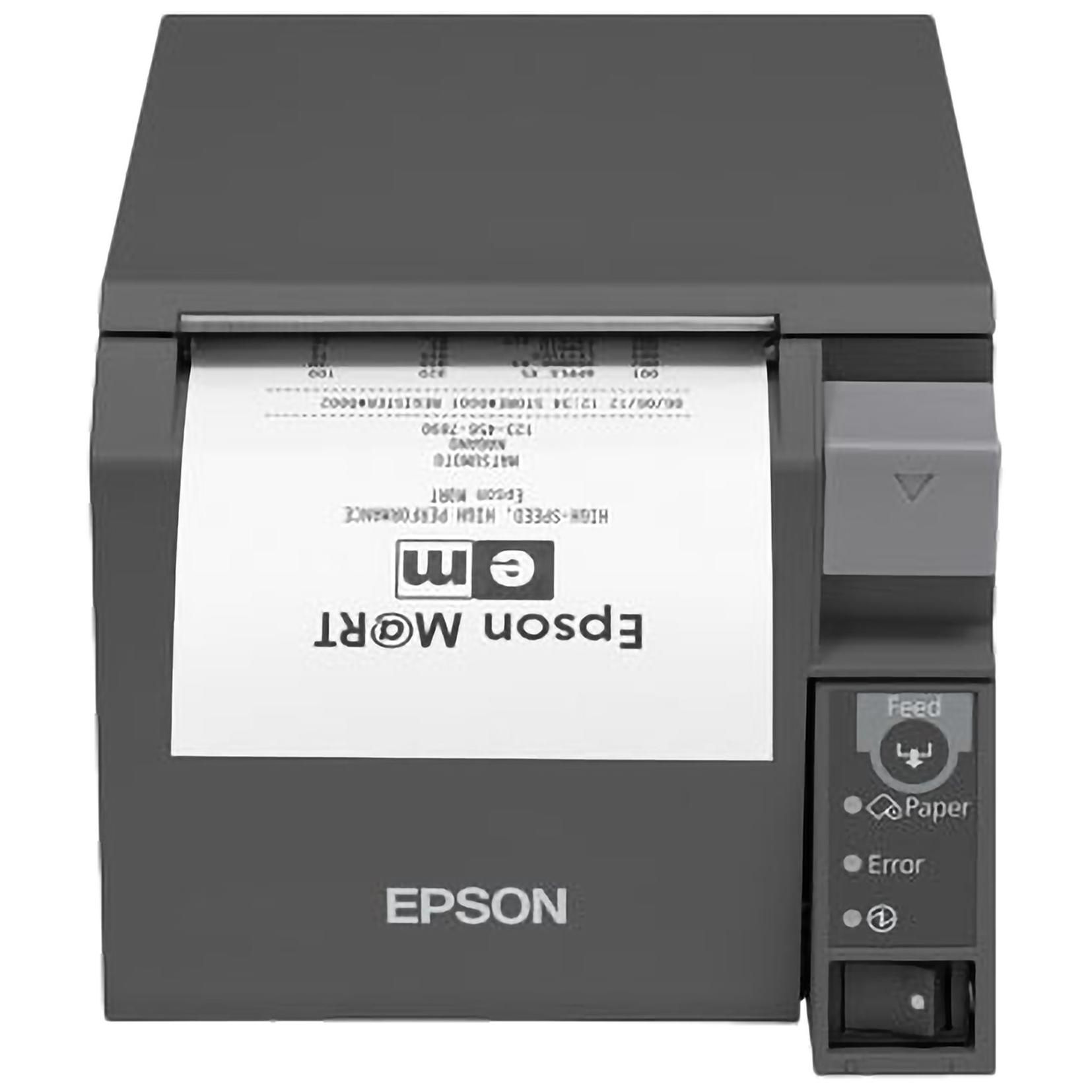 Epson TM T70II Thermal Receipt Printer - 8cm Roll - 180dpi - Up to 250mm/sec - USB 2.0, Serial - Cutting Tool - Dark Grey