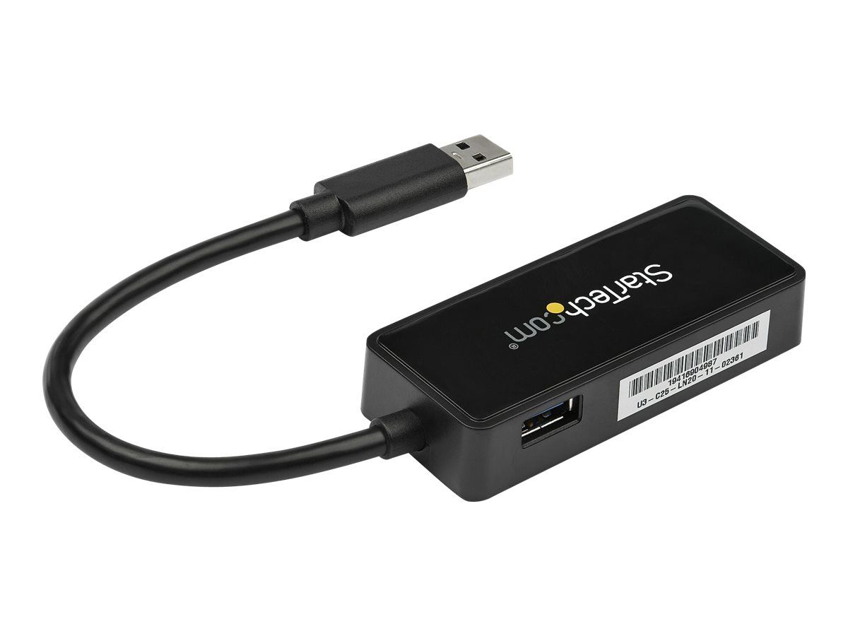 Adaptateur réseau StarTech USB 3,0 vers Gigabit Ethernet avec port USB intégré - Carte réseau GbE USB vers RJ45 - Noir