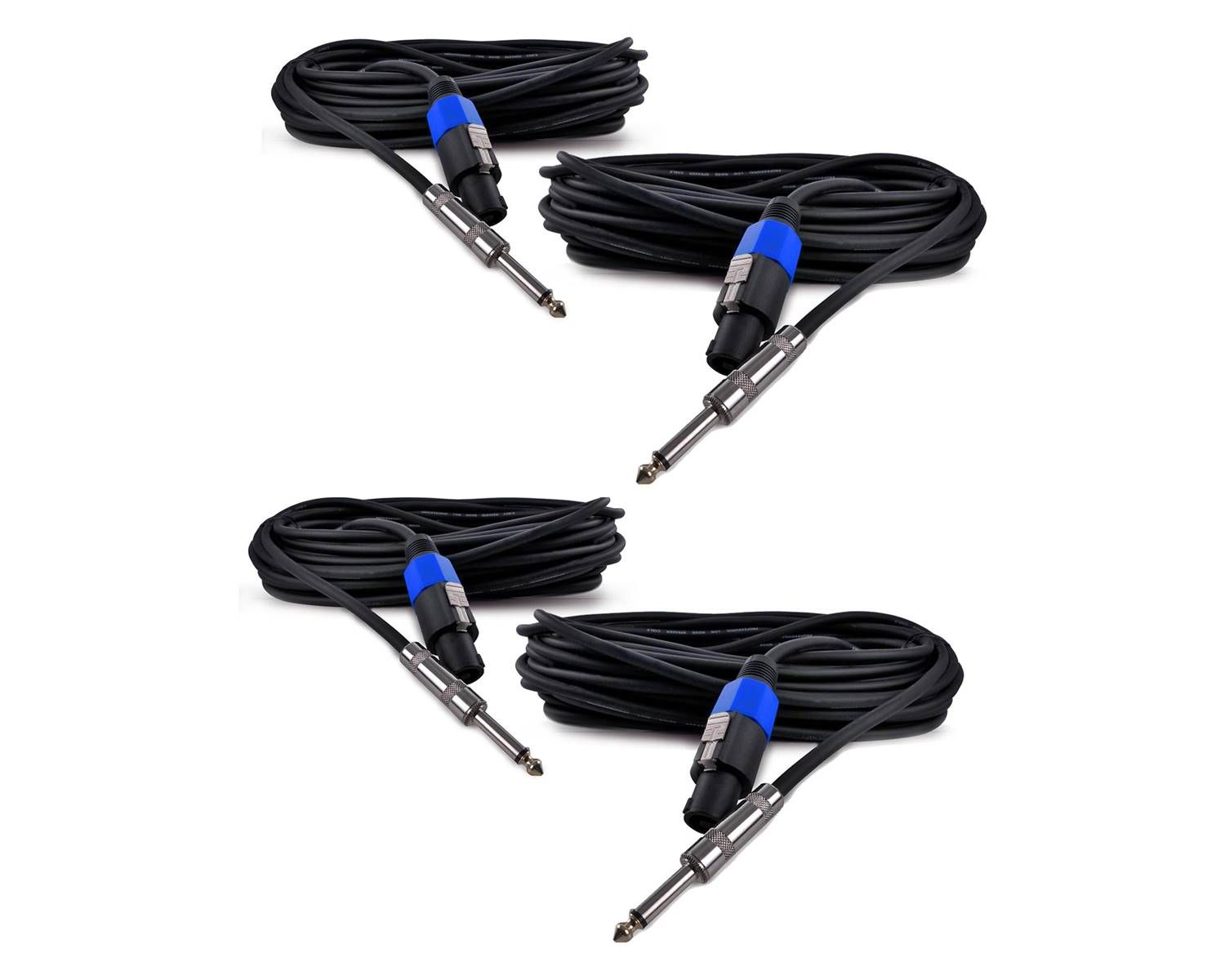 Soundlab 4-Pack 10m Speaker Cables (6.35mm Jack to Speakon Male)