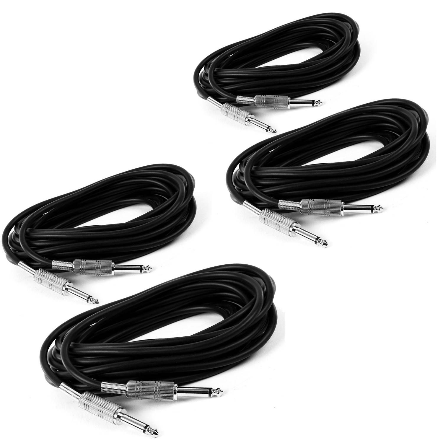 Ibiza Sound 4-Pack Mono Jack Cables (6.35mm Male/Male), 10m