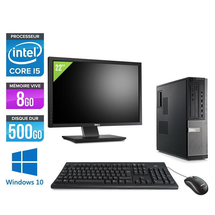 Dell Optiplex 790 Desktop PC with 22'' Screen - Intel Core i5-2400, 8GB RAM, 500GB HDD, Windows 10 Pro