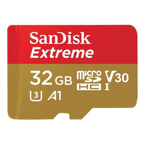 SanDisk Extreme Flash Memory Card (MicroSDHC Adapter - Included) - 32GB - A1 / Video Class V30 / UHS-I U3 - MicroSDHC UHS-I