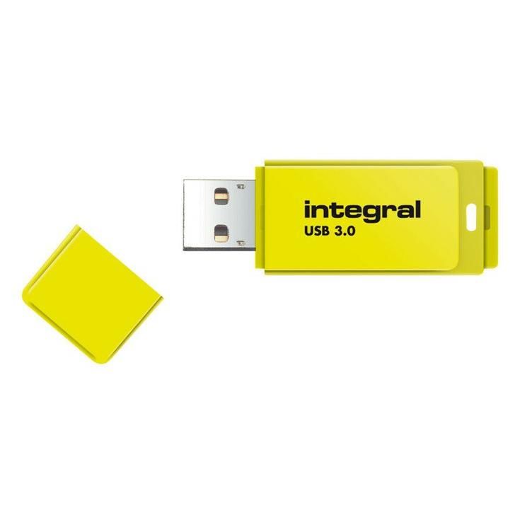 Integral Neon USB Flash Drive - 16GB - USB 3.0 - Yellow