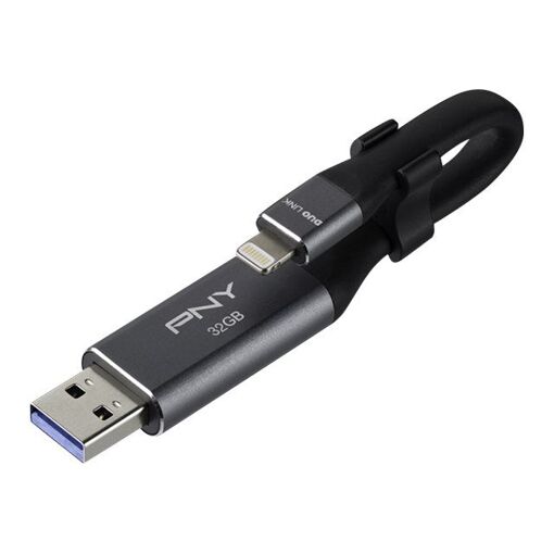 PNY Duo-Link 3.0 USB Cable - Flash Drive - 32GB - USB 3.0/Lightning