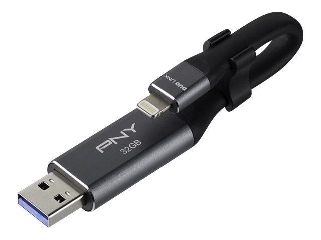 PNY Duo-Link 3.0 USB Cable - Flash Drive - 32GB - USB 3.0/Lightning