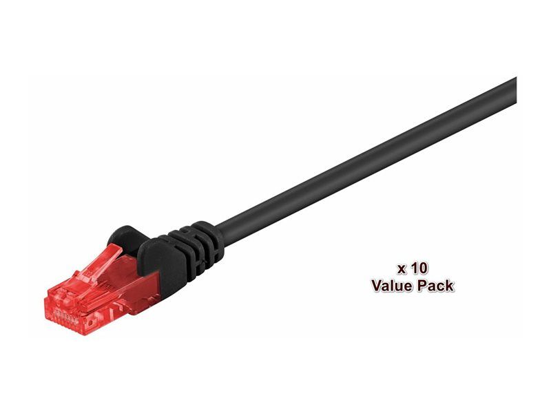 Cable de red MicroConnect - 3 m, Cat6, UTP, RJ-45 (M) a RJ-45 (M), negro (paquete de 10)