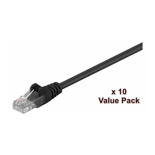 Cable de red MicroConnect - 50 cm, RJ-45 (M) a RJ-45 (M), UTP, CAT 5e, moldeado y bloqueado - negro (paquete de 10)
