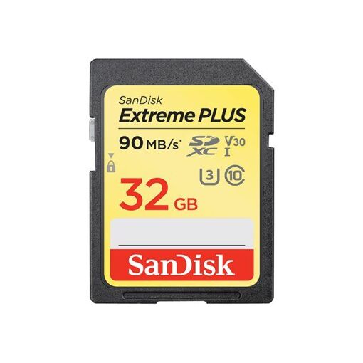 SanDisk Extreme PLUS Flash Memory Card - 32GB - V30 Video Class / UHS Class 3 / Class 10 - SDHC UHS-I