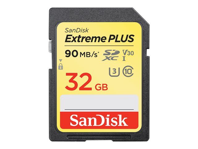 Tarjeta de memoria flash SanDisk Extreme PLUS - 32 GB - Clase de video V30 / Clase UHS 3 / Clase 10 - SDHC UHS-I