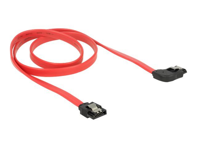 Delock SATA Cable - 70cm, Locked, Bent Connector, Red