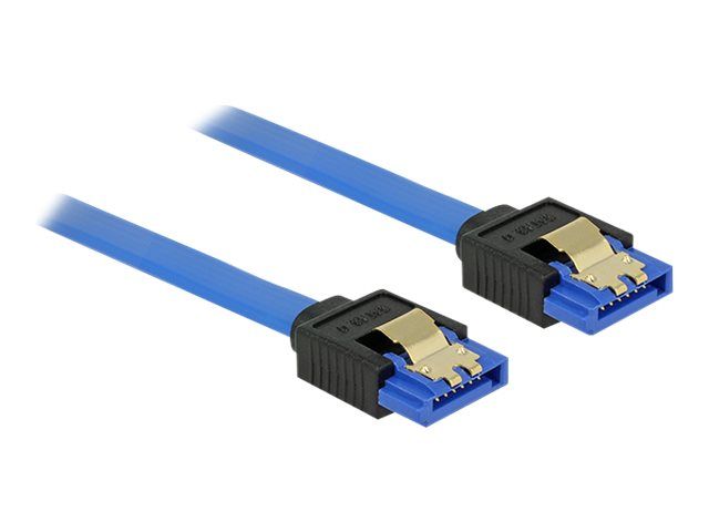 Delock SATA Cable - 10cm, Locked, Blue