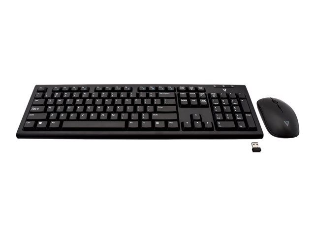 V7 Wireless Keyboard and Mouse Set - 2.4GHz, US Black