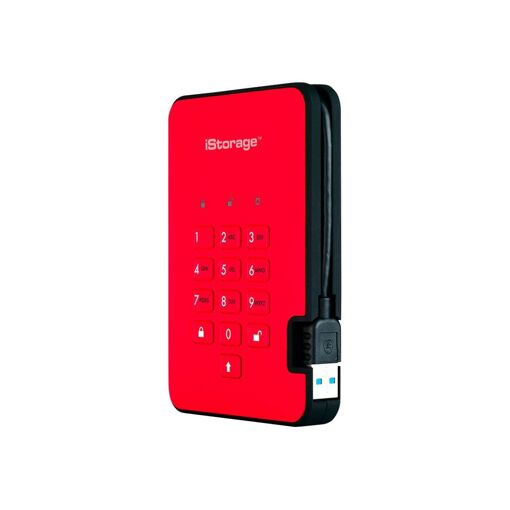 iStorage diskAshur² - 1TB Encrypted External Hard Drive - USB 3.1 Gen 1 - 5400 RPM - 8MB Buffer - AES 256-bit, FIPS 197 - Red Passion - TAA Compliant