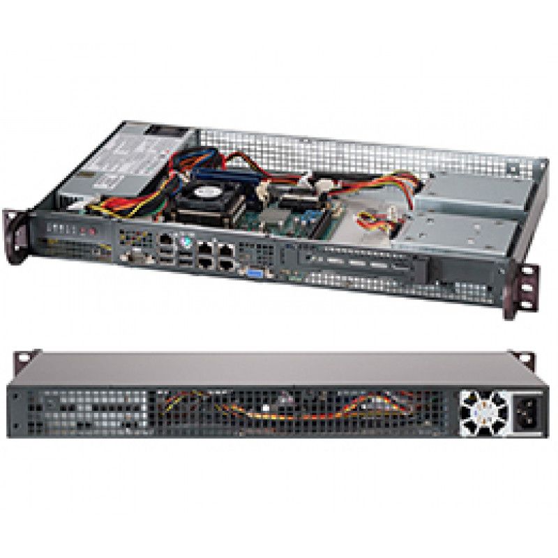 Supermicro SC505 203B 1U Rack Mount Mini ITX 200W Non-Hot Swappable Power Supply - Black