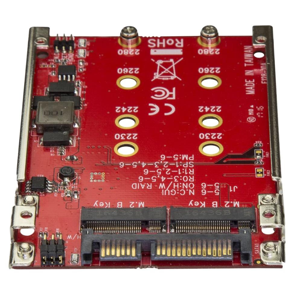 StarTech.2 SSD Adapter - M.2 to SATA Converter for 2.5-inch Bay, RAID, Storage Controller (RAID) - M.2 - M.2 Card - RAID 0, 1, JBOD, BIG - SATA 6Gb/s - Red