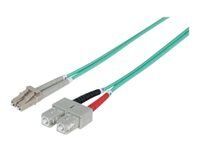 Intellinet OM3 Fiber Optic Patch Cable, 5m, Aqua, Duplex Multimode, 50/125 µm LSZH, Lifetime Warranty