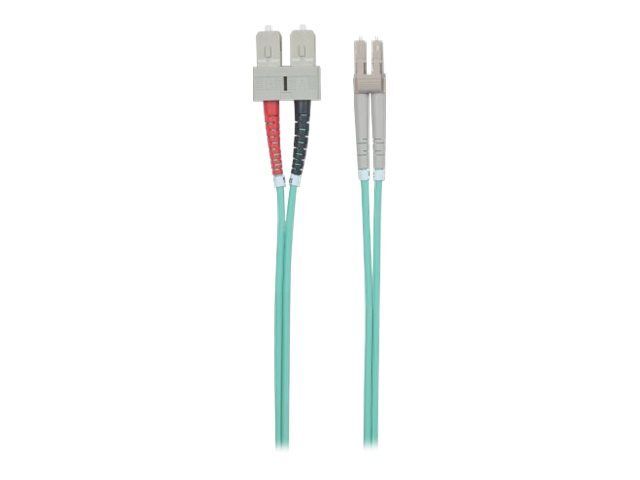 IC Intracom Fiber Optic Patch Cable, OM3, 1m, Aqua, Duplex Multimode, 50/125 µm