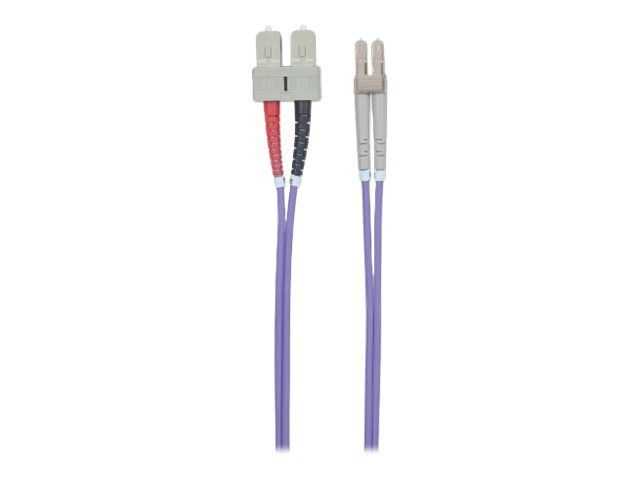 IC Intracom Fiber Optic Patch Cable, OM4, 2m, Violet, Duplex Multimode