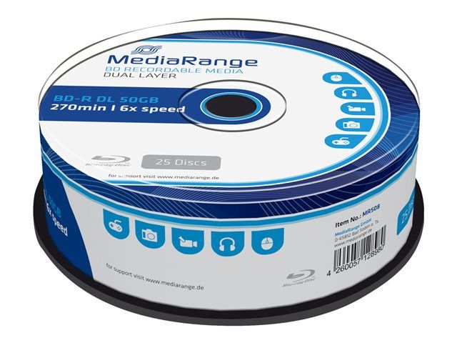 MediaRange 25x BD-R 50GB 6x Spindle