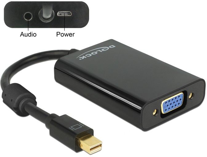 Adaptador Delock DisplayPort mini a VGA con audio y alimentación
